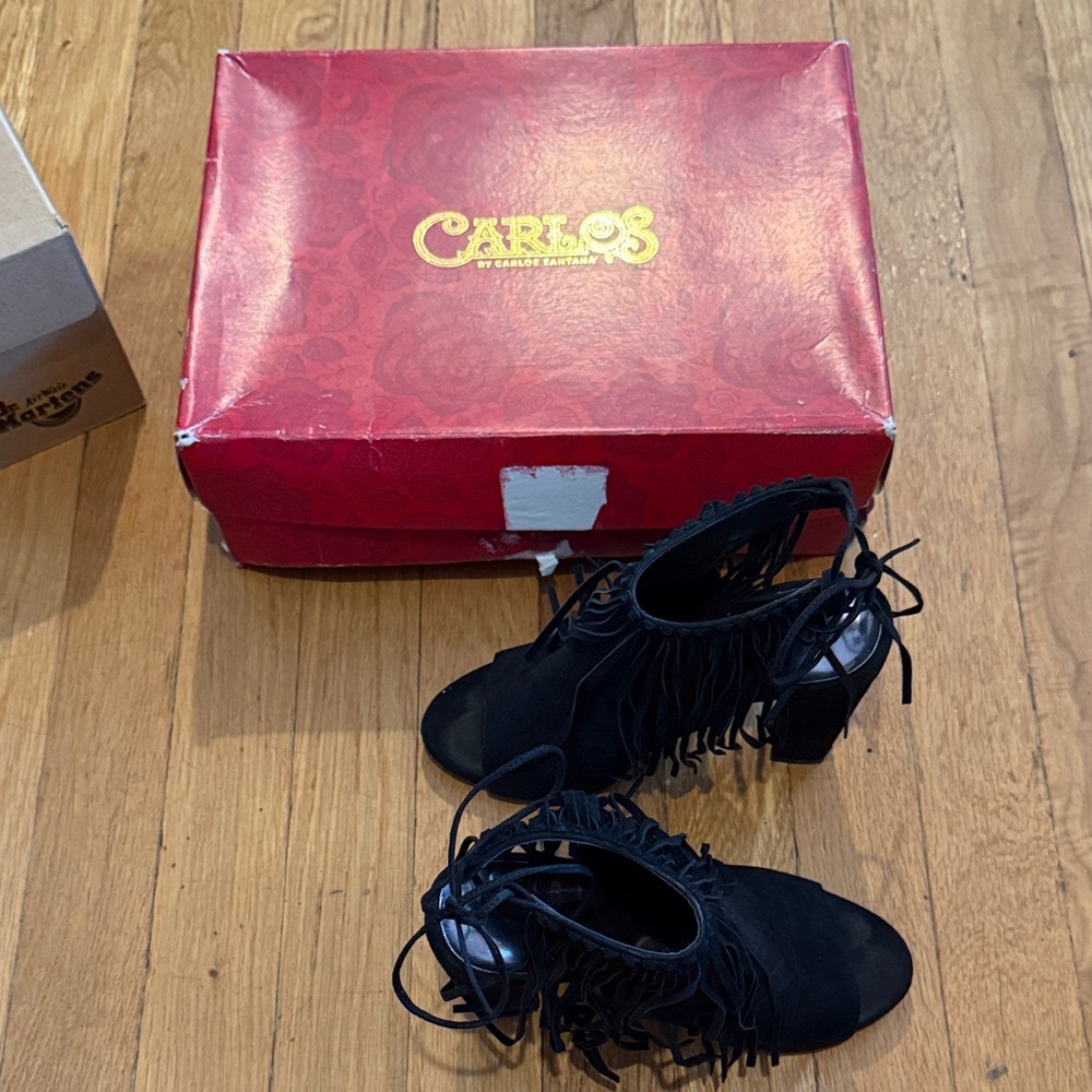 Carlos by Carlos Santana Black Fringe Heels